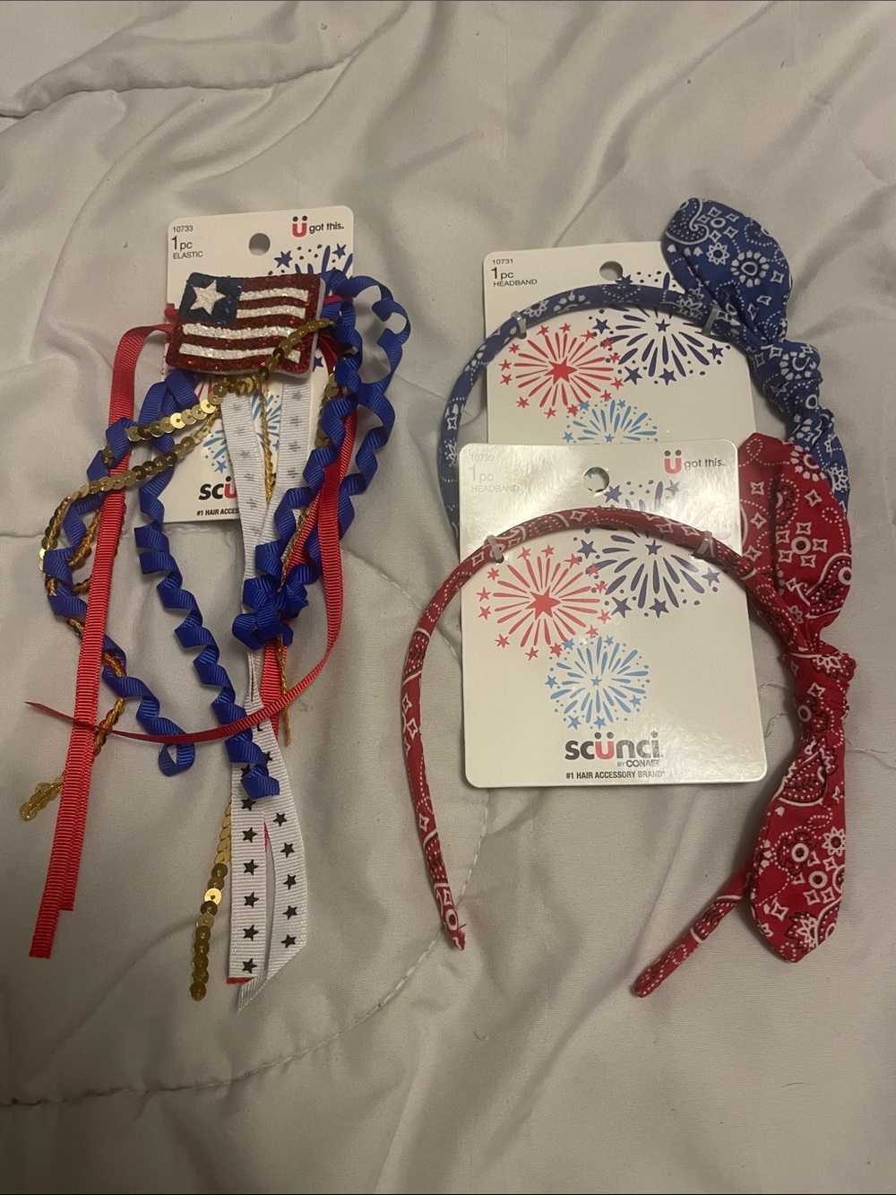 scunci Red, White & Blue Festive Hair Accessory Set